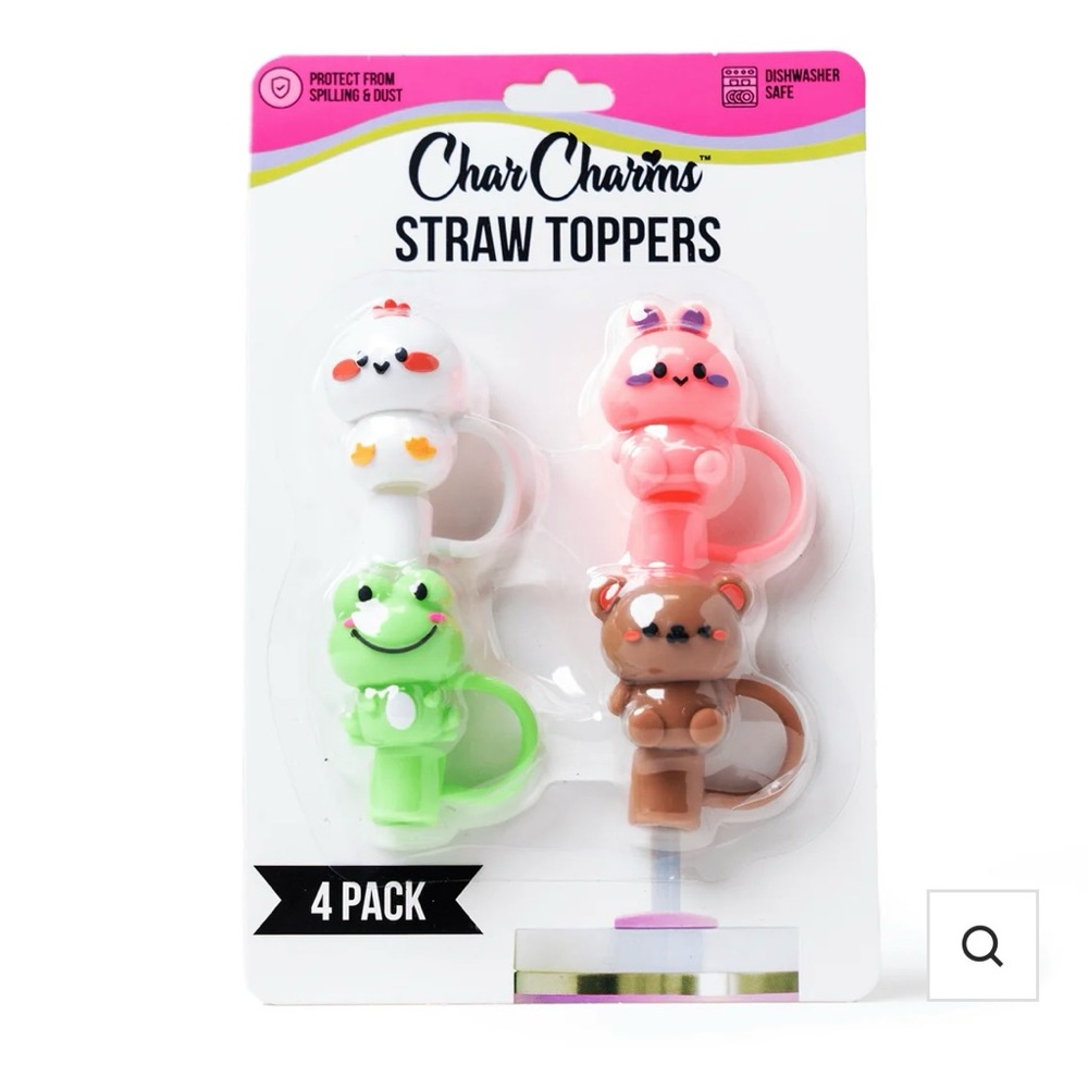 CharCharms Animal Straw Toppers 4 Pack